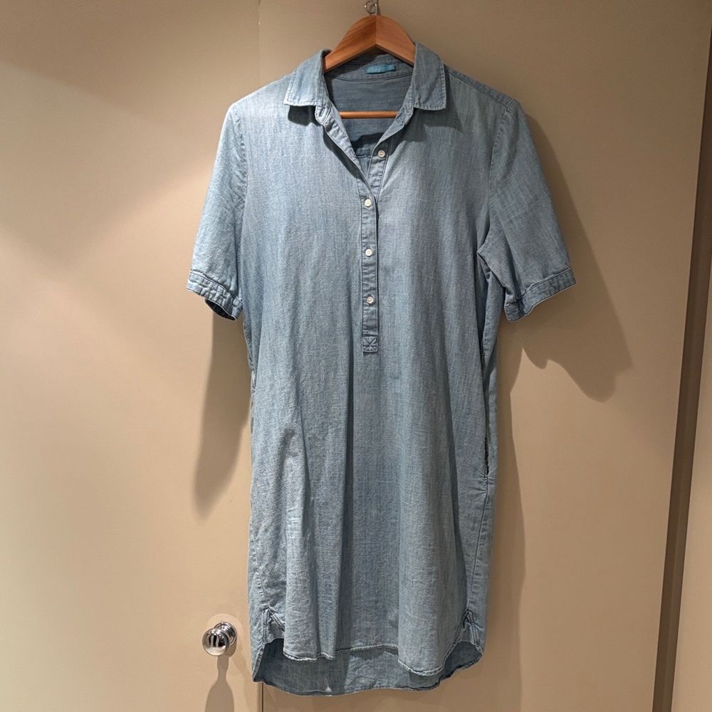 J. McLaughlin Light Blue Short-Sleeve Denim Shirt Dress Sz M